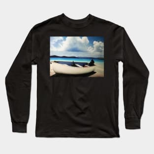 Dinghy on Sandy Cay - British Virgin Islands Long Sleeve T-Shirt